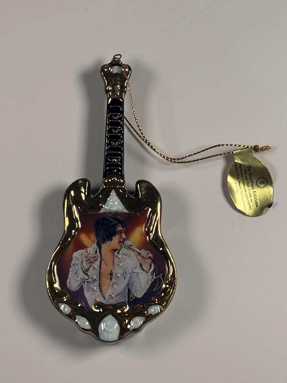 Bradford Exchange Elvis Presley Porcelain Guitar Ornament 2001 Inspiration